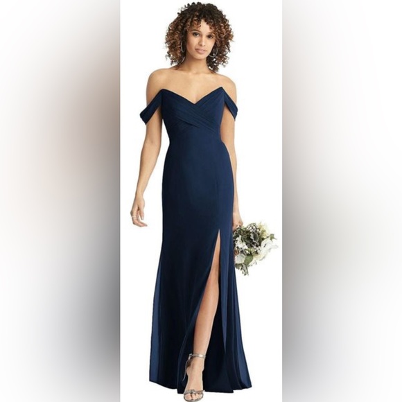 Social Bridesmaids Blue Strapless V-Neck Chiffon Trumpet Gown Size 10 NWT - Picture 1 of 16